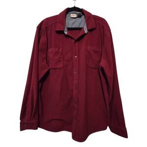 Vtg LL Bean Fleece Shirt Mens XL Reg Maroon Wine Burgundy Flannel Outdoor Cabin